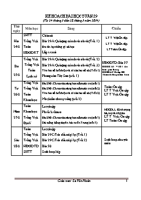 Kế hoạch bài học tuần 29 lớp 4 - Năm học 2016-2017 - Lê Văn Hoàn